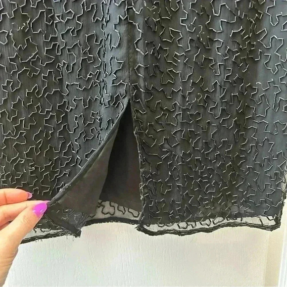 SCALA Sequin Beaded Cocktail Evening Dress Black Multi Colour Open Back Medium - Picture 10 of 15